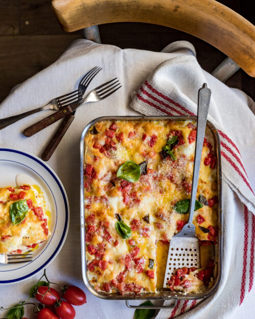 lasagne con pomodoro e mozzarella