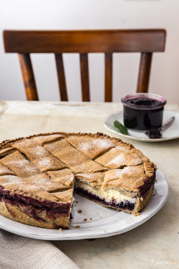 crostata dei ricotta e mirtilli
